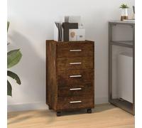 Vidaxl Drawer Cabinet With Castors Smoked Oak Engineered Wood