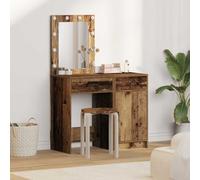vidaXL Dressing Table Modern Vanity – Engineered Wood with LED Strip Lights (2 pcs)