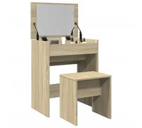Dressing Table Sonoma Oak 60x40x113.5 cm Engineered Wood & Glass +Mirror & Stool