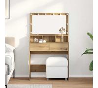 vidaXL Dressing Table Artisan oak 80 x 41 x 134.5 cm Engineered Wood, Stylish Bedroom, Rectangular Rustic Dressing Table, Compact Vanity Desk, Modern Makeup Station with LED Mirror, Storage Piece