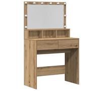 vidaXL Dressing Table Artisan oak 80 x 41 x 134.5 cm Engineered Wood, Stylish Bedroom, Rectangular Rustic Dressing Table, Compact Vanity Desk, Modern Makeup Station with LED Mirror, Storage Piece