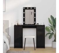 Dressing Table with Mirror Lights with Storage Engineered Wood Makeup vidaXL