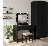 vidaXL Dressing Table Black 83 x 40 x 70 cm Engineered Wood