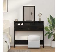 Dressing Table Black oak 100x41x140 cm Engineered Wood LED Mirror Drawer Shelves