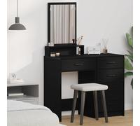 Dressing Table Black Oak 50x41x140cm Engineered Wood LED Mirror Drawer Stool UK