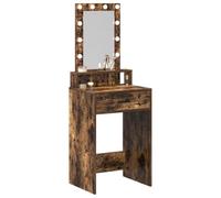 vidaXL Dressing Table Brown 50 x 41 x 140 cm Engineered Wood | Looks modern with sleek lines, Comes with touch-activated LED lights, Classic drawer for your odds and ends
