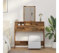 Dressing Table Old Wood Engineered Wood 100 x 41 x 140 cm LED Mirror with Drawer