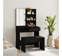 vidaXL Dressing Table Set Black 74.5x40x141 cm