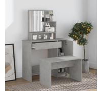 vidaXL Dressing Table Set Concrete Grey 86.5x35x136 cm, Grey