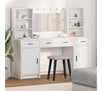 vidaXL Dressing Table Set with Drawer 3 pcs White Engineered Wood