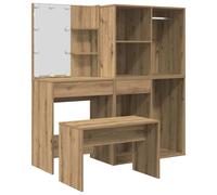 vidaXL Dressing Table Set with LED Artisan Oak Engineered Wood dressing table