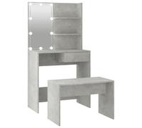 vidaXL Dressing Table Set with LED Concrete Grey Engineered Wood Makeup Table