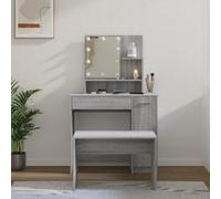 Vidaxl Dressing Table Set With Led Grey Sonoma Engineered Wood