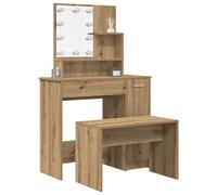 vidaXL Dressing Table Set with LED Old Wood Engineered Wood