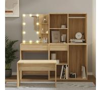 vidaXL Dressing Table Set with LED Sonoma Oak Engineered Wood