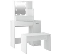 vidaXL Dressing Table Set with LED White Engineered Wood