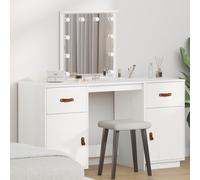 vidaXL Dressing Table Set with LED White Solid Wood Pine