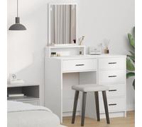 Dressing Table White Engineered Wood 50x41x140cm LED Mirror Drawer Shelf