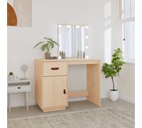 vidaXL Dressing Table with LED 95x50x133.5 cm Solid Wood Pine, Brown