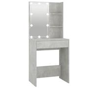 vidaXL Dressing Table with LED Bedroom Dressing Furniture Makeup Vanity Desk Mirrored Cosmetic Jewellery Table with Storage Drawer Concrete Grey