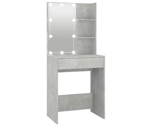 vidaXL Dressing Table with LED Bedroom Dressing Furniture Makeup Vanity Desk Mirrored Cosmetic Jewellery Table with Storage Drawer Concrete Grey