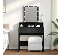 vidaXL Dressing Table with LED Black 80x41x144.5 cm