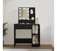 vidaXL Dressing Table Makeup Desk with LED Vanity Table Makeup Table Black