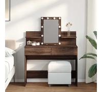 vidaXL Dressing Table with LED Brown Oak 100x40x130 cm