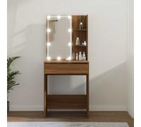 (Brown oak) vidaXL Dressing Table with LED Makeup Vanity Desk Cosmetic Table Multi Colours