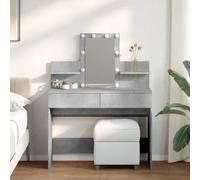 vidaXL Dressing Table with LED Concrete Grey 100x40x130 cm