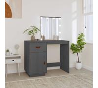 vidaXL Dressing Table with LED Grey 95x50x133.5 cm Solid Wood Pine