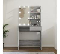 vidaXL Dressing Table with LED Grey Sonoma 74.5x40x141 cm, Grey