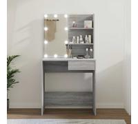 vidaXL Dressing Table with LED Grey Sonoma 74.5x40x141 cm