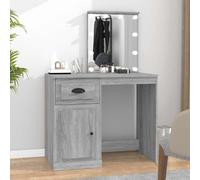 vidaXL Dressing Table with LED Grey Sonona 90x50x132.5 cm Engineered Wood
