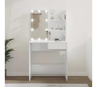 (High gloss white) vidaXL Dressing Table with LED Vanity Table Makeup Vanity Desk Cosmetic Table