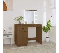 (Honey brown) vidaXL Solid Wood Pine Dressing Table with LED Home Vanity Desk Multi Colours