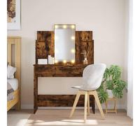 vidaXL Vanity Table, Makeup Vanity Desk with LED Lights, Modern Style, Smoked Oak
