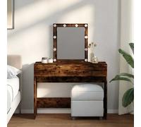 vidaXL Dressing Table with LED Smoked Oak 100x40x130 cm