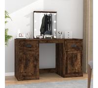 Dressing Table Makeup Vanity Desk Cosmetic with LED Smoked Oak vidaXL