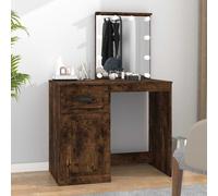 vidaXL Dressing Table with LED Smoked Oak 90x50x132.5 cm Engineered Wood, Brown