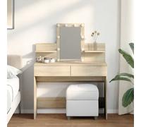 LED Light Dresser Desk Vanity Set with Makeup Mirror & Drawers Dressing Table
