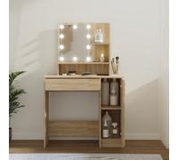 Vidaxl Dressing Table With Led Sonoma Oak 86.5X35X136 Cm