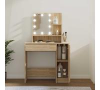 vidaXL Dressing Table with LED Sonoma Oak 86.5x35x136 cm