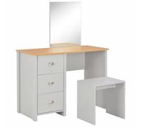 vidaXL Dressing Table with Mirror and Stool Grey Home Cosmetic Vanity Table