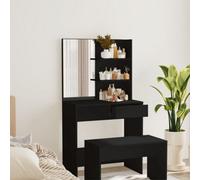 Vidaxl Dressing Table With Mirror Black 74.5X40X141 Cm