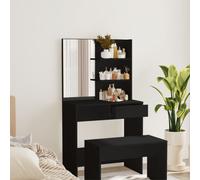 vidaXL Dressing Table with Mirror Black 74.5x40x141 cm