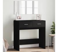 Dressing Table 80x39x80 cm Black Engineered Wood & Glass Vanity Mirror & Storage