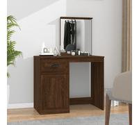 (brown oak, with mirror) vidaXL Dressing Table Vanity Desk Cosmetic Table Makeup Desk Engineered Wood