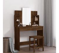 Dressing Table Cosmetic Makeup Vanity Desk with Mirror Brown Oak vidaXL