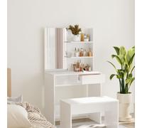 vidaXL Dressing Table with Mirror High Gloss White 74.5x40x141 cm